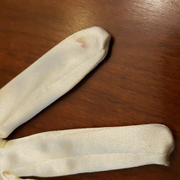 Champagne Satin Finish Stretch Opera Length Wedding Gloves GUC - Picture 12 of 12